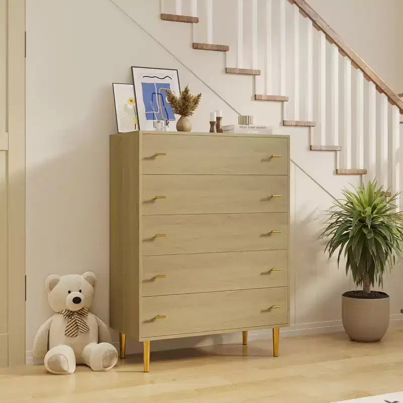 Farmhouse Dresser for Bedroom, Dresser Wood Rustic Chest, Bar Handles, Vintage Modern Design, Spacious Organizer for Bedroom, Living Room