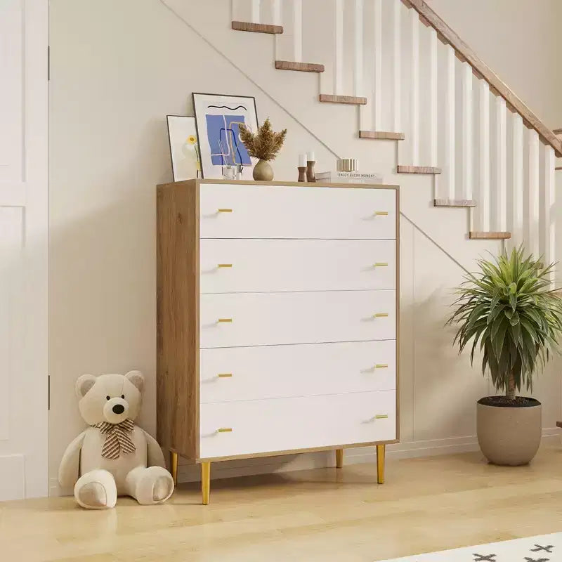 Commode de style Ferme pour Chambre, Commode en Bois Rustique, Poignées Barres, Design Vintage Moderne, Organiseur Spacieux pour Chambre, Salon