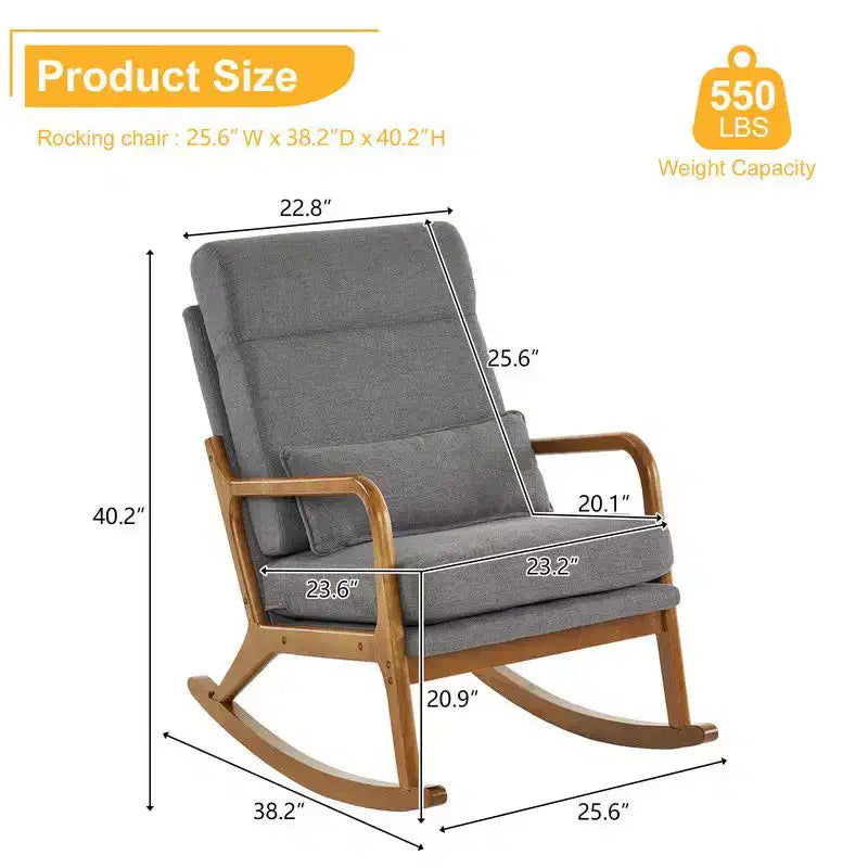 Fauteuil à bascule gris rembourré