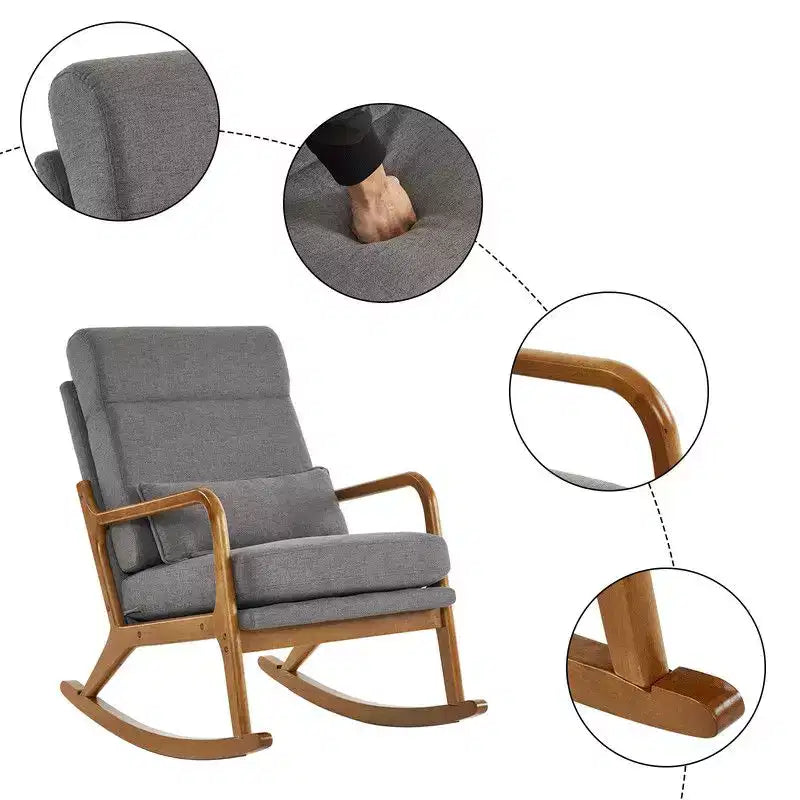 Fauteuil à bascule gris rembourré