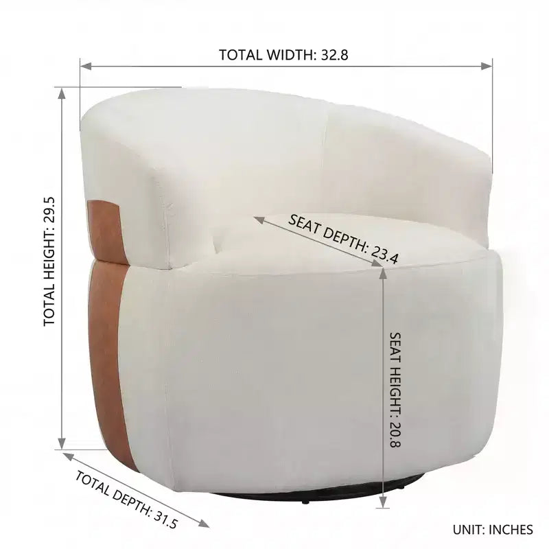 Fauteuil pivotant moderne avec cadre en bois et pieds en métal
