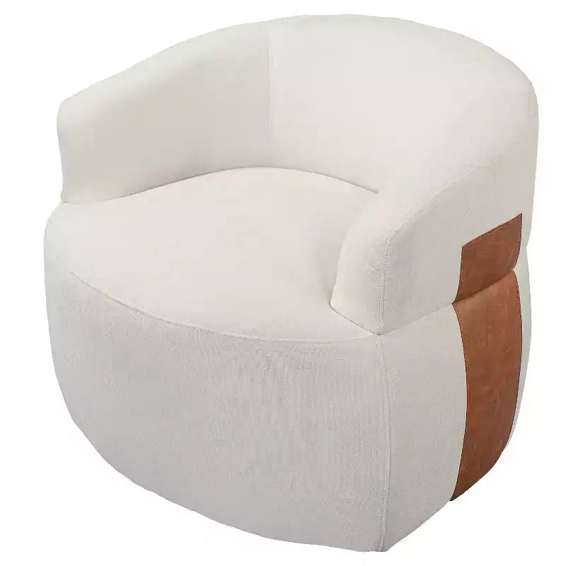 Fauteuil pivotant moderne avec cadre en bois et pieds en métal
