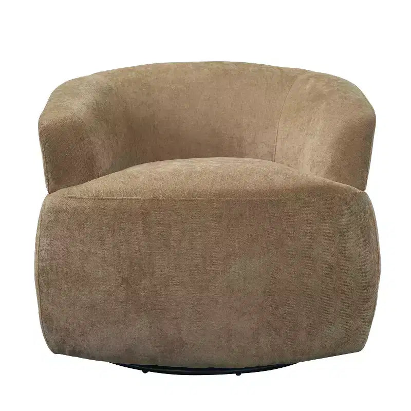Fauteuil pivotant moderne avec cadre en bois et pieds en métal