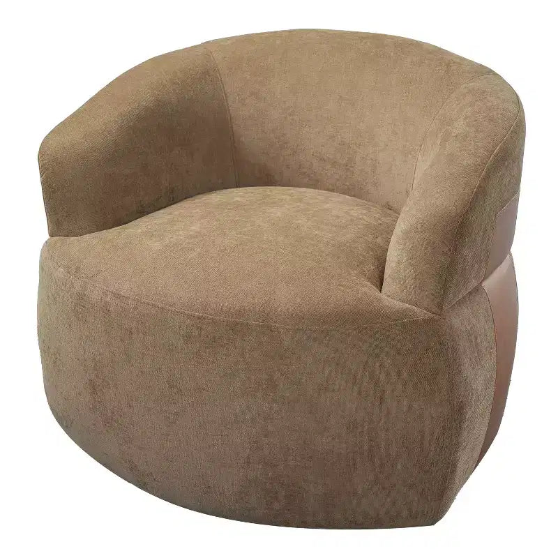 Fauteuil pivotant moderne avec cadre en bois et pieds en métal