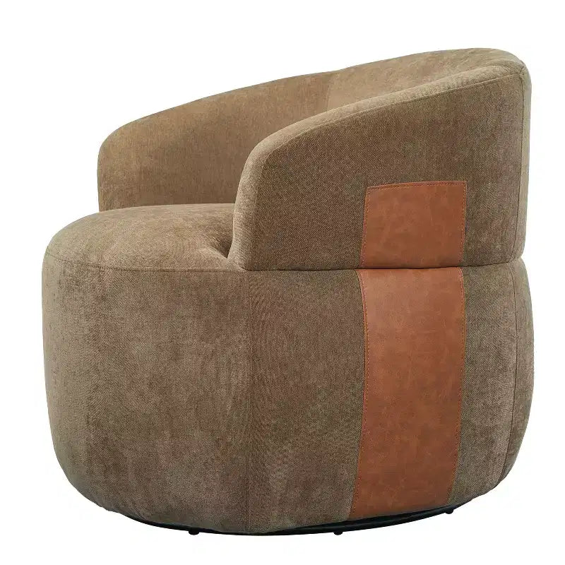 Fauteuil pivotant moderne avec cadre en bois et pieds en métal