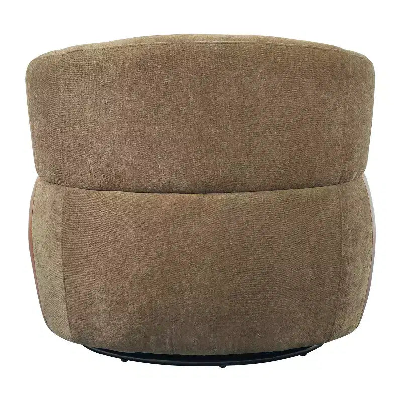 Fauteuil pivotant moderne avec cadre en bois et pieds en métal