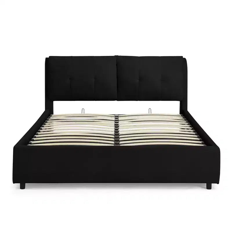 Cadre de lit plateforme de rangement Queen/King en chenille avec tête de lit douce