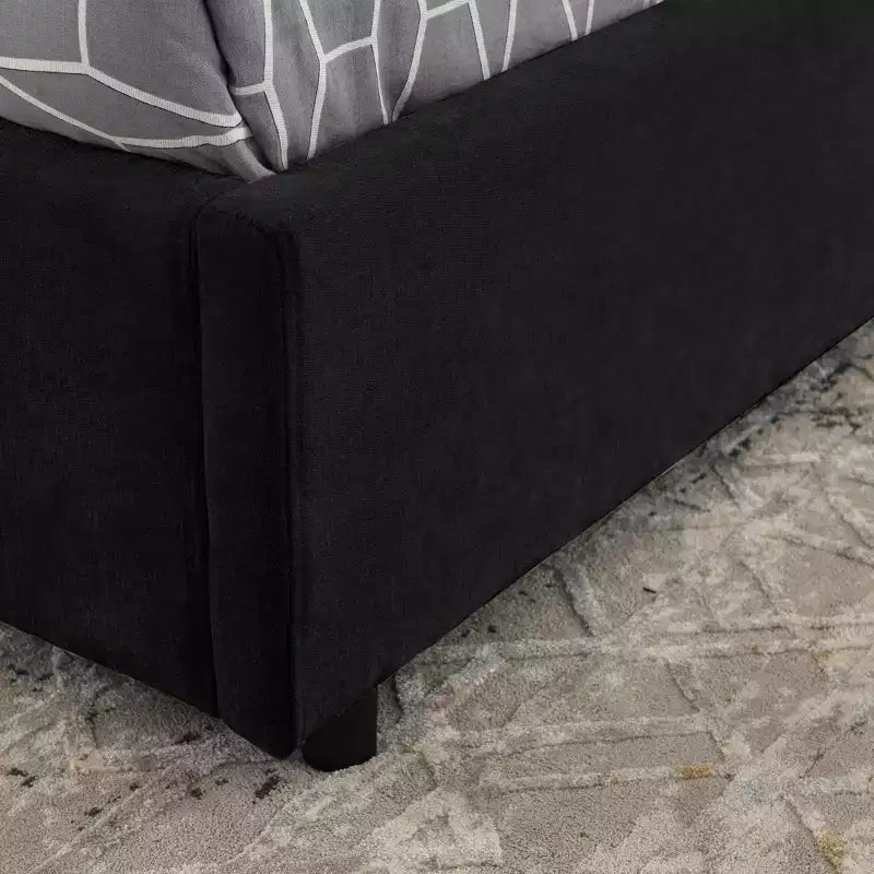 Cadre de lit plateforme de rangement Queen/King en chenille avec tête de lit douce