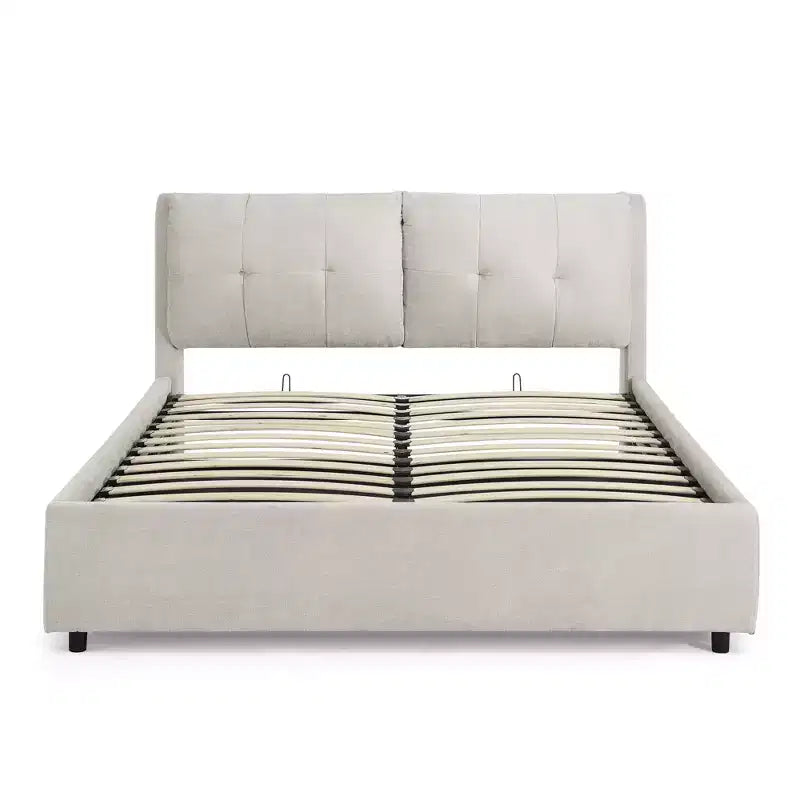 Cadre de lit plateforme de rangement Queen/King en chenille avec tête de lit douce