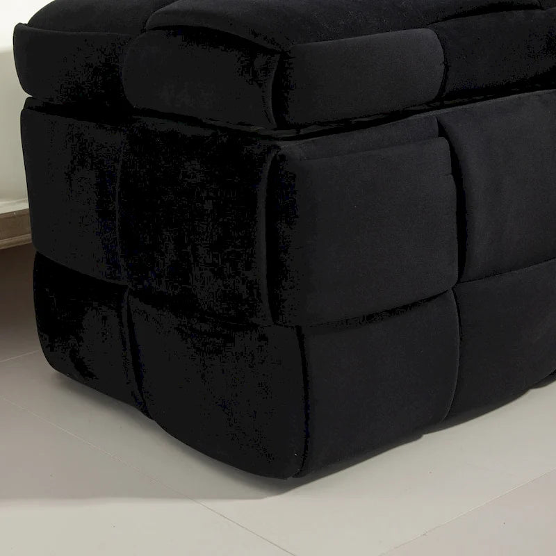 Velvet Upholstered Fabric Storage Ottoman with Safety Hinge, No assembly required
