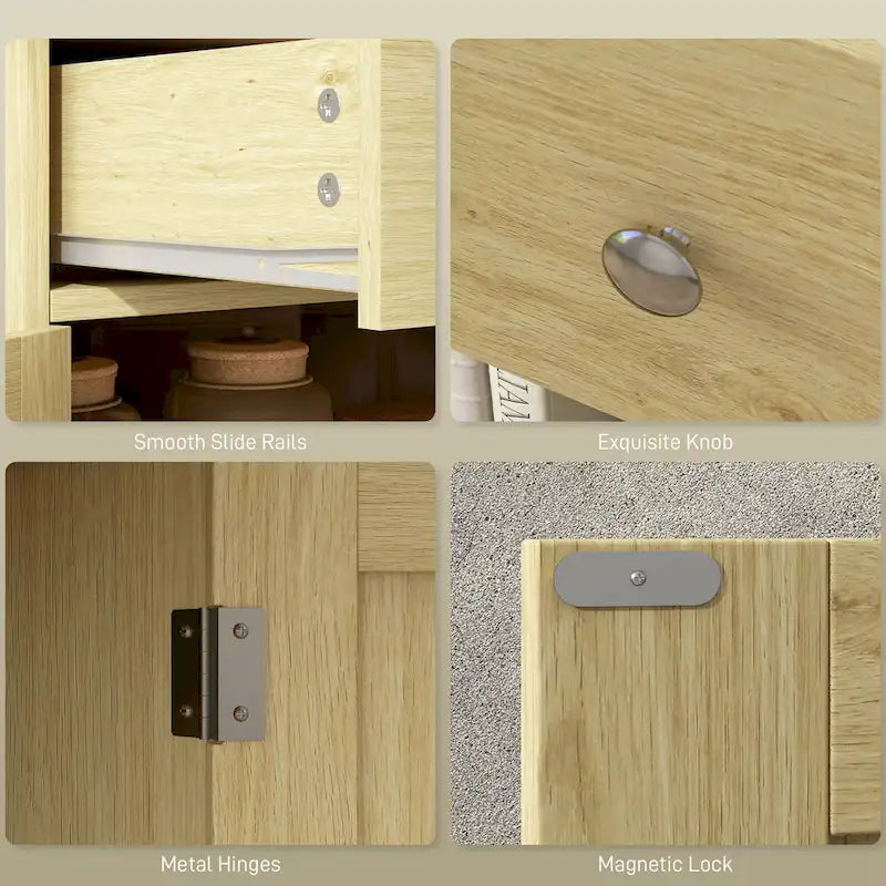 Modern Kitchen Storage Cabinet, Coffee Bar Cabinet with 2 Drawers, Doors and Adjustable Shelf
