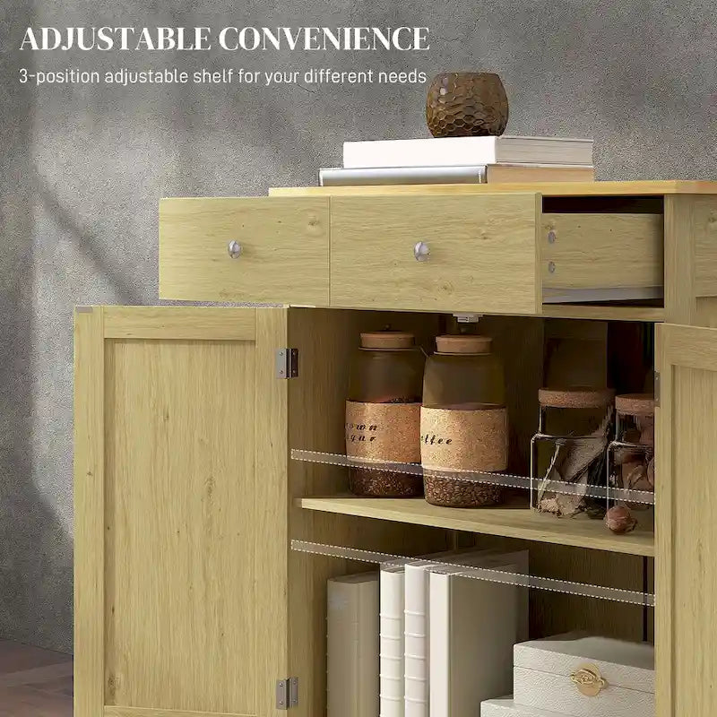 Modern Kitchen Storage Cabinet, Coffee Bar Cabinet with 2 Drawers, Doors and Adjustable Shelf