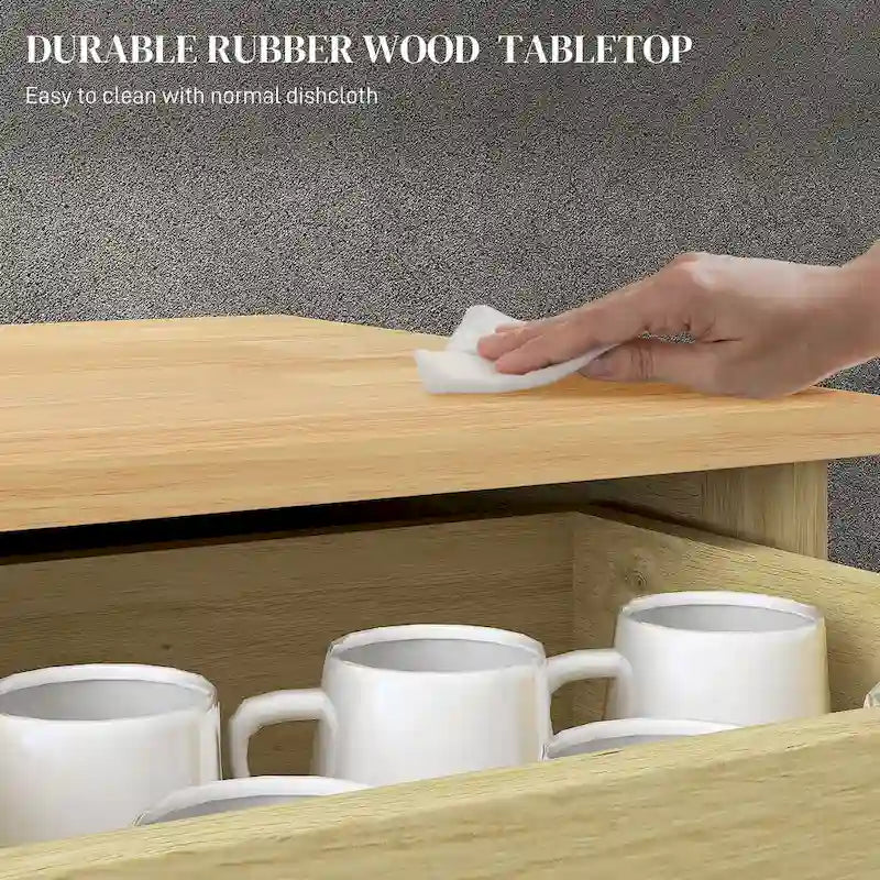 Modern Kitchen Storage Cabinet, Coffee Bar Cabinet with 2 Drawers, Doors and Adjustable Shelf