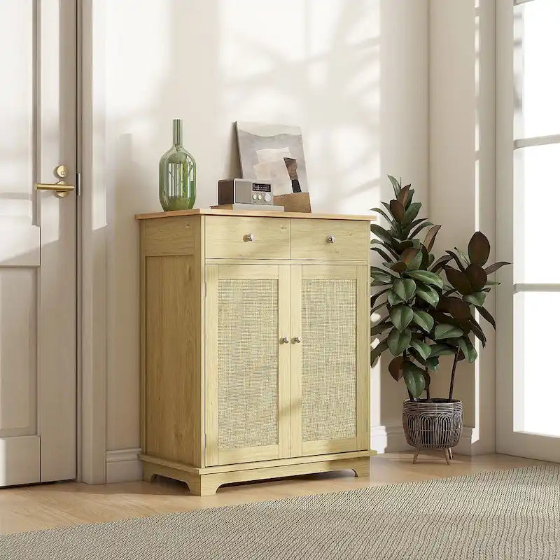 Modern Kitchen Storage Cabinet, Coffee Bar Cabinet with 2 Drawers, Doors and Adjustable Shelf