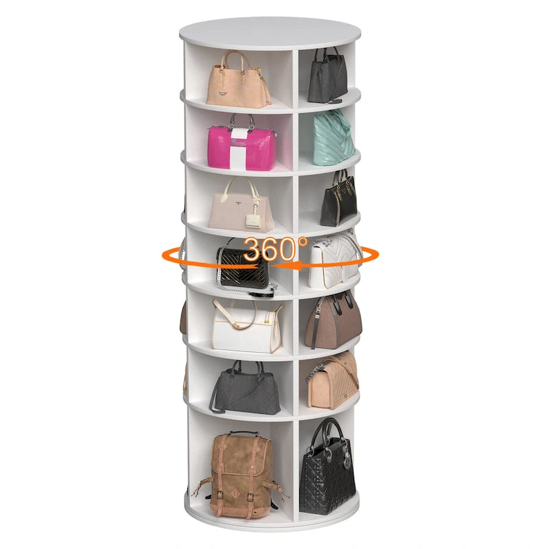 Rotating Shoe Rack Tower,7-Tier Shoe Rack,Free Standing 360Revolving Shoe Organizer,High Bottom Design,Fits 28 Pairs of Shoes