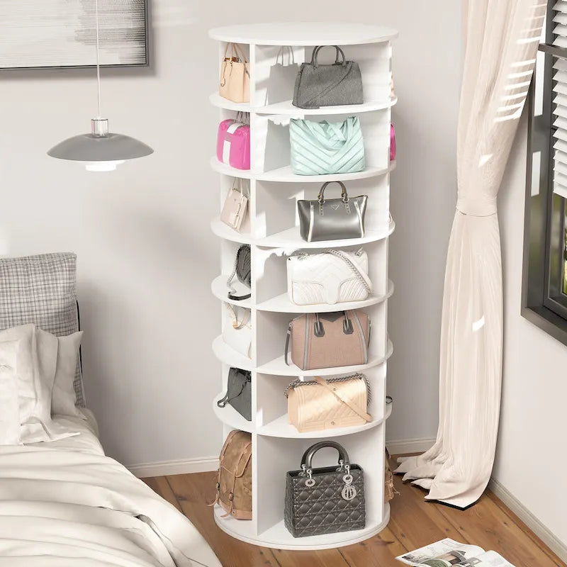 Rotating Shoe Rack Tower,7-Tier Shoe Rack,Free Standing 360Revolving Shoe Organizer,High Bottom Design,Fits 28 Pairs of Shoes