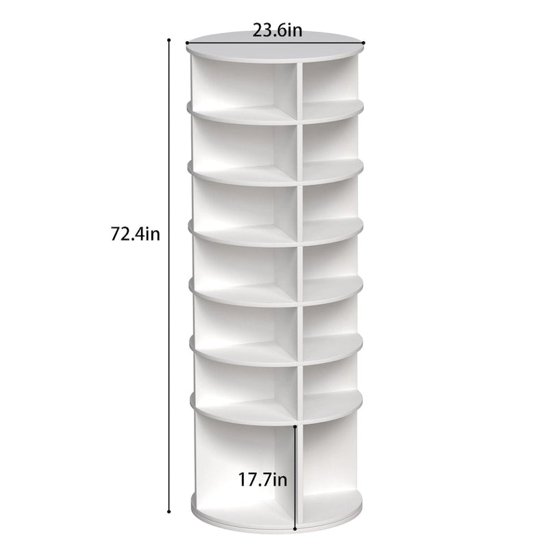 Rotating Shoe Rack Tower,7-Tier Shoe Rack,Free Standing 360Revolving Shoe Organizer,High Bottom Design,Fits 28 Pairs of Shoes