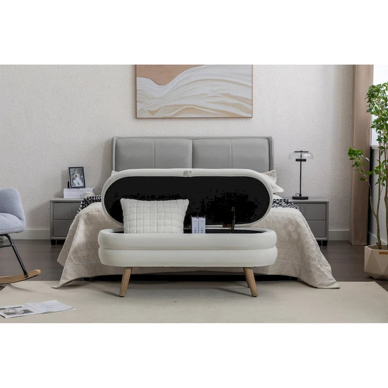 Velvet Fabric Storage Bench