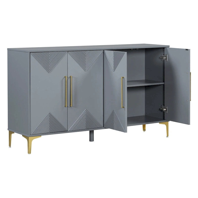 Wood 4-Door Cabinet with Metal Legs