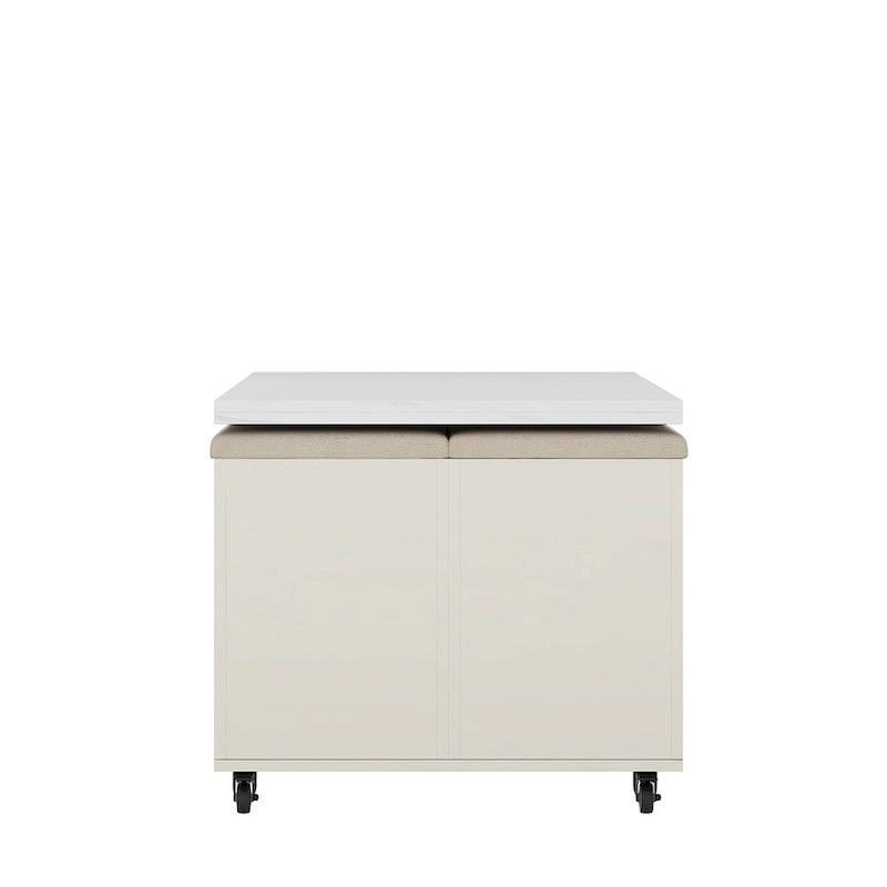 Modern Lift-Up Coffee Table with 4 Stools and 2 Drawers
