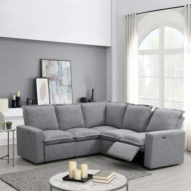 Power Recliner Chair Home Theater Seating Soft Chair with USB Port for Living Room, Bedroom, Theater room, Beige