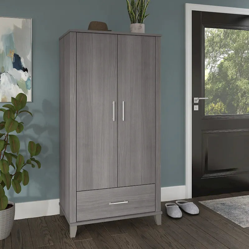 Somerset Tall Entryway Cabinet with Doors and Drawer by Bush Furniture