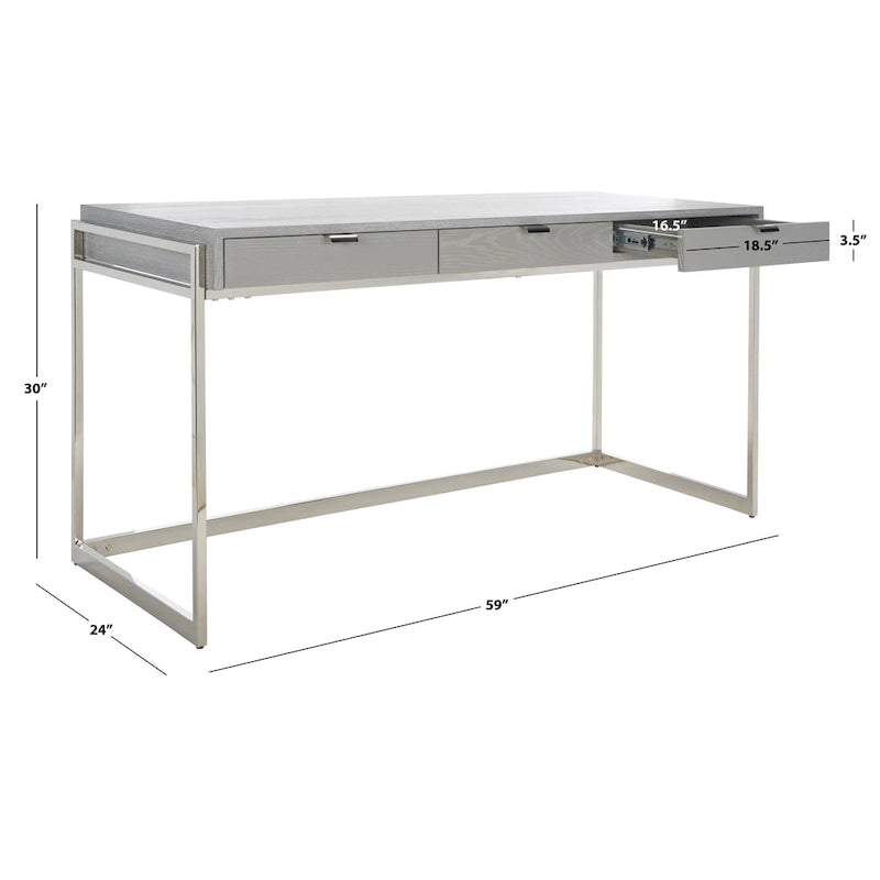 SAFAVIEH Couture Radunka 3-Drawer Smoked Eucalyptus Writing Desk