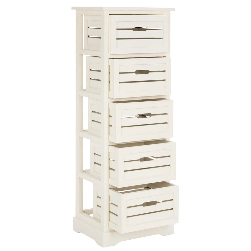 SAFAVIEH Cinda Storage 5-Drawer Cream Cabinet - 16.5 x 12.6 x 46.5 - 17Wx13Dx47H