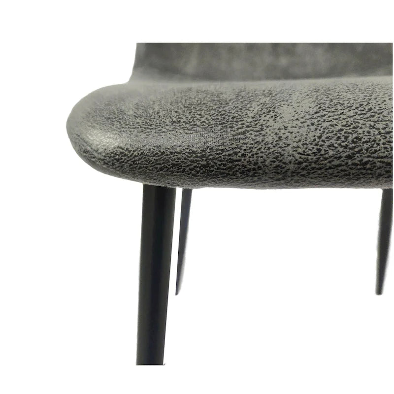 4 Dining Chairs with Spoon Shaped Seats and Black Metal Legs