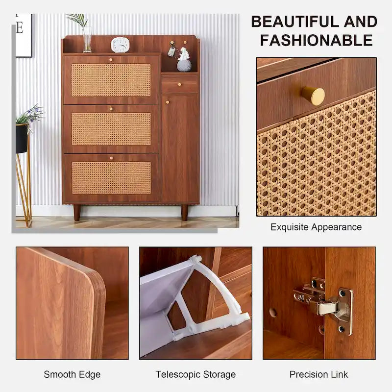 Modern minimalist storage cabinet, Japanese rattan shoe cabinet, bed top cabinet, small home furniture