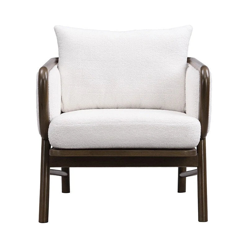 Sherpa Fabric Accent Chair Set of 2, Upholstered Armchair with Solid Wood Frame