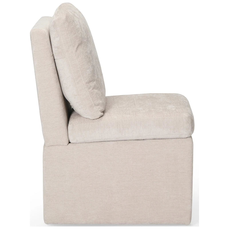 Stansberry Chenille Upholstered Armless Dining Chair with Under Seat Storage and Caster Wheels (Set of 2)