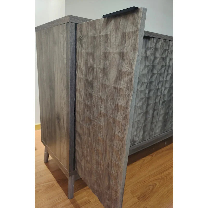 Modern Style Buffet Cabinet,Sideboard Buffet Cabinet With Storage,Storage Cabinet with 4 Diamond-shaped relief Doors