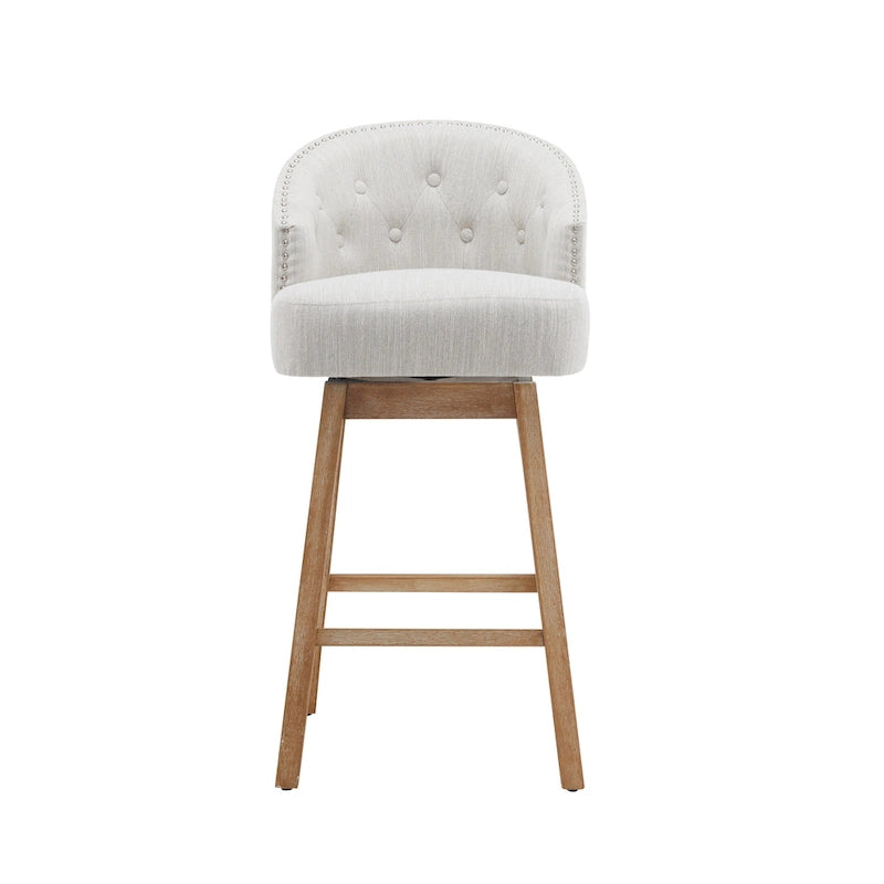 Roomfitters 33.25 Swivel Upholstered Counter Stools, Set of 2 Armless Bar Chairs with Rubberwood Frame and Footrest