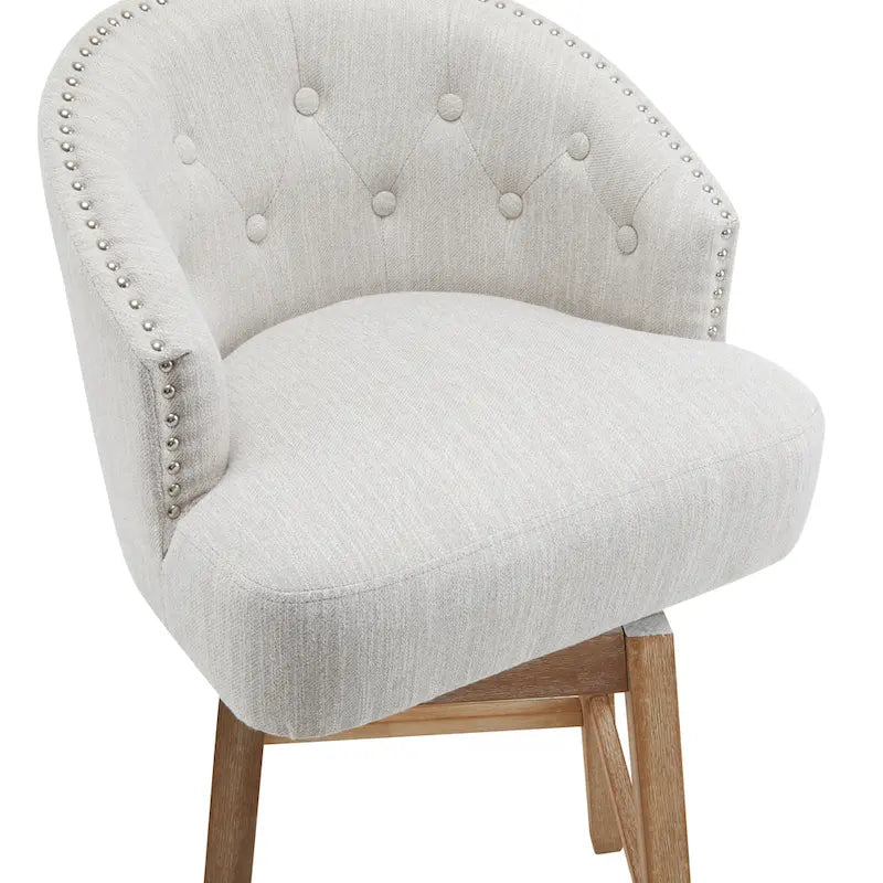 Roomfitters 33.25 Swivel Upholstered Counter Stools, Set of 2 Armless Bar Chairs with Rubberwood Frame and Footrest