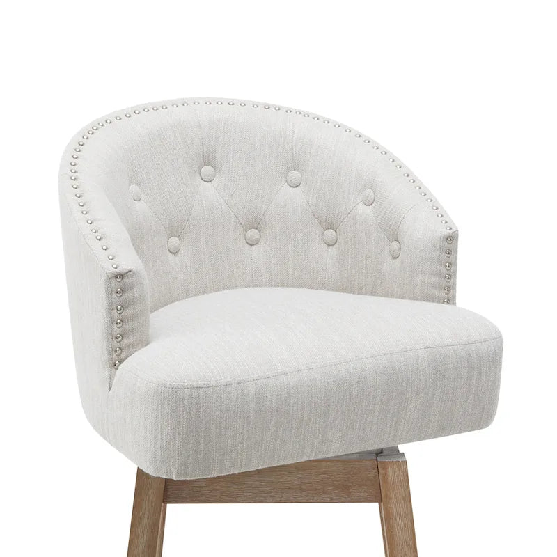 Roomfitters 33.25 Swivel Upholstered Counter Stools, Set of 2 Armless Bar Chairs with Rubberwood Frame and Footrest