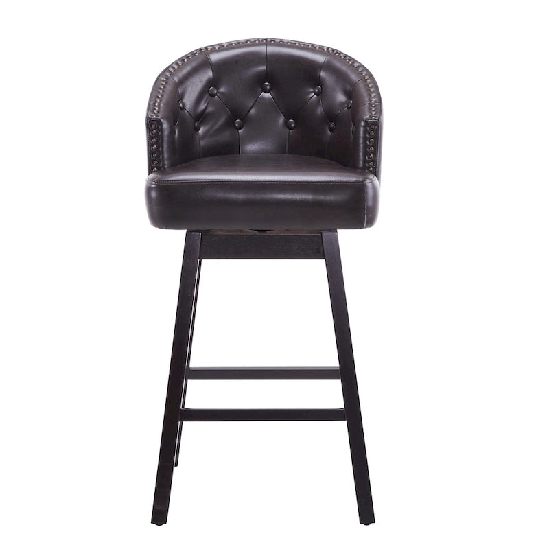 Roomfitters 33.25 Swivel Upholstered Counter Stools, Set of 2 Armless Bar Chairs with Rubberwood Frame and Footrest