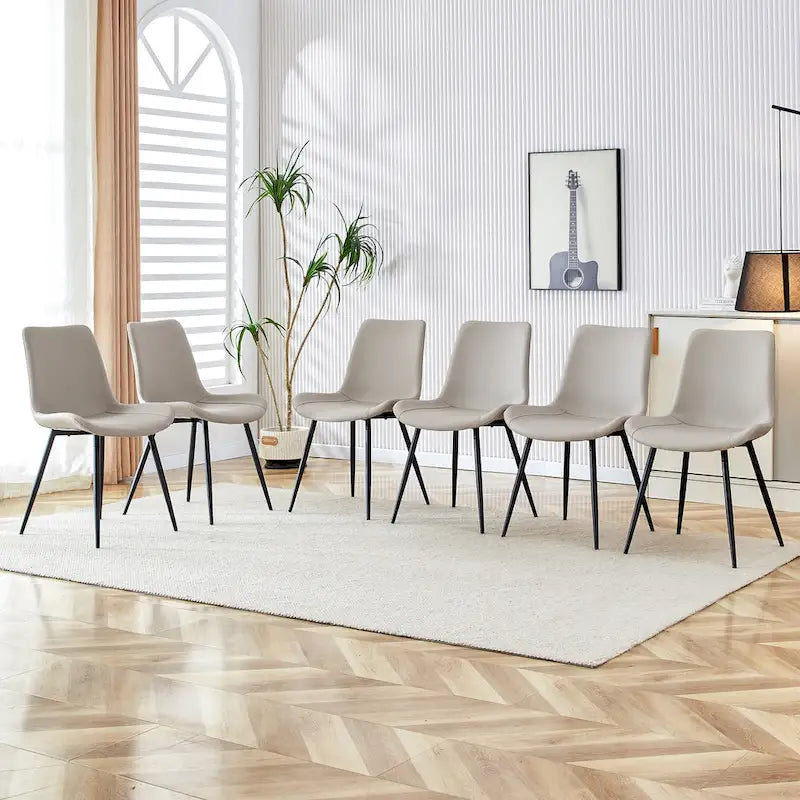 Dining Chair Set of 4, Family Dining Chair with Leather Backrest, Comfortable Kitchen Dining Chair with Extra Wide Cushion