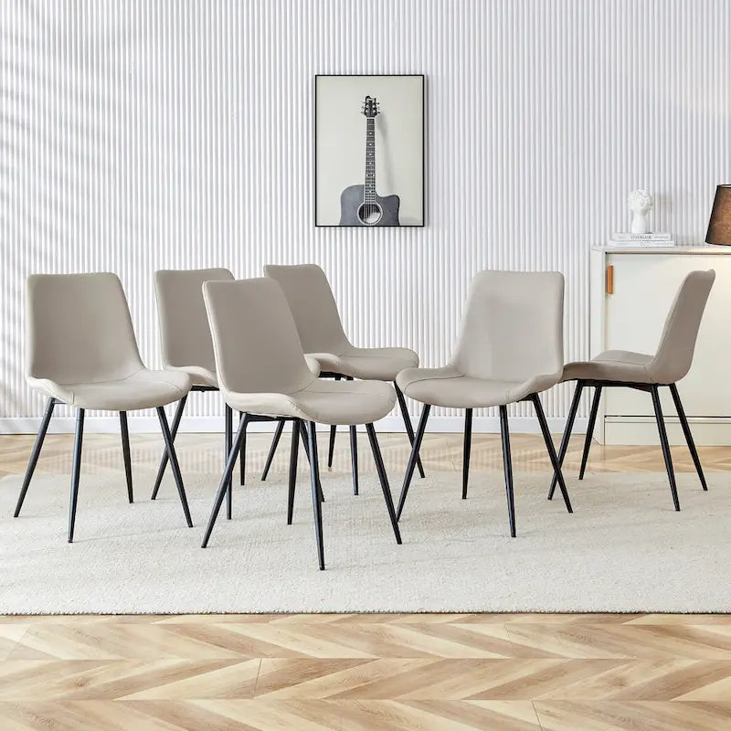 Dining Chair Set of 4, Family Dining Chair with Leather Backrest, Comfortable Kitchen Dining Chair with Extra Wide Cushion