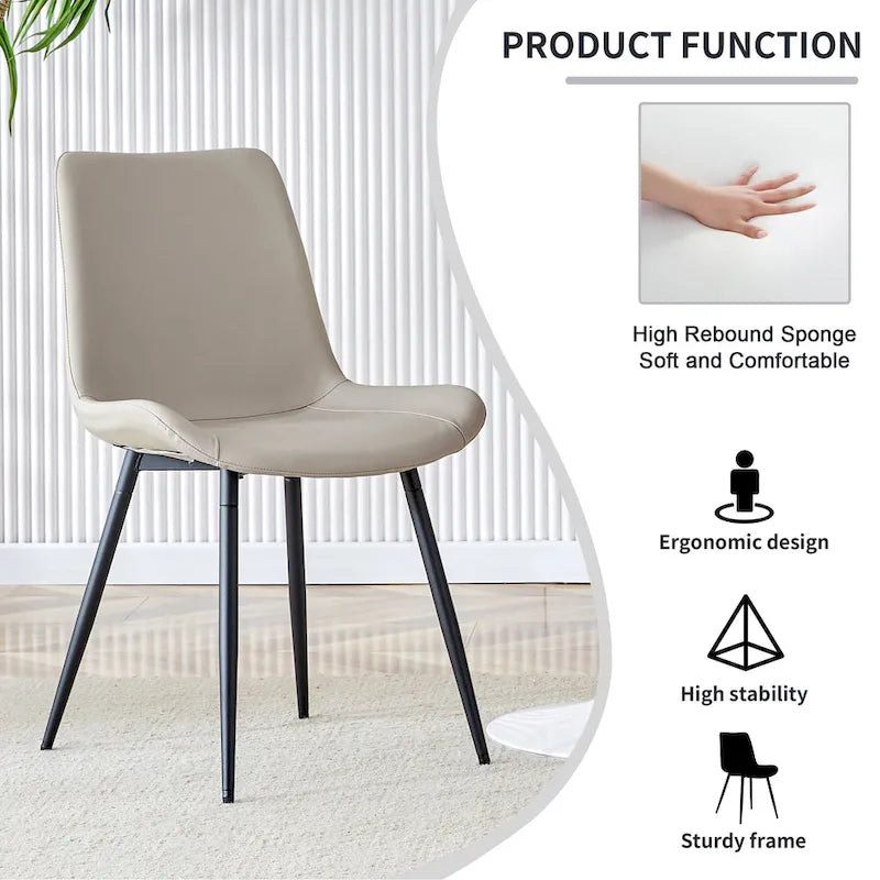 Dining Chair Set of 4, Family Dining Chair with Leather Backrest, Comfortable Kitchen Dining Chair with Extra Wide Cushion