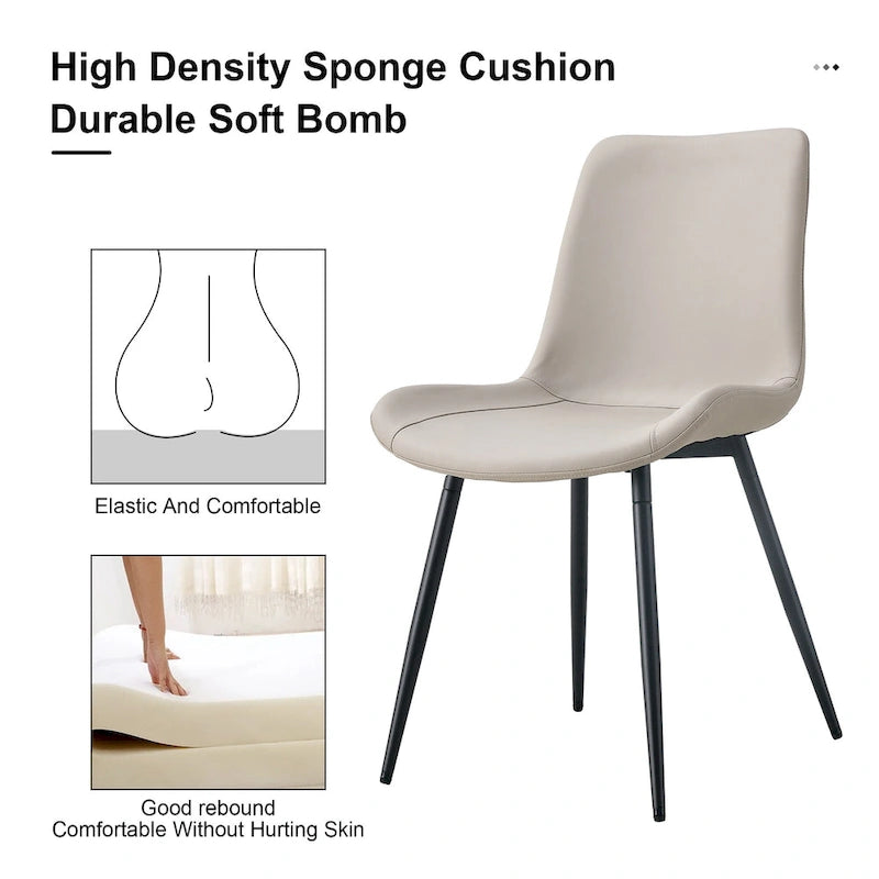 Dining Chair Set of 4, Family Dining Chair with Leather Backrest, Comfortable Kitchen Dining Chair with Extra Wide Cushion