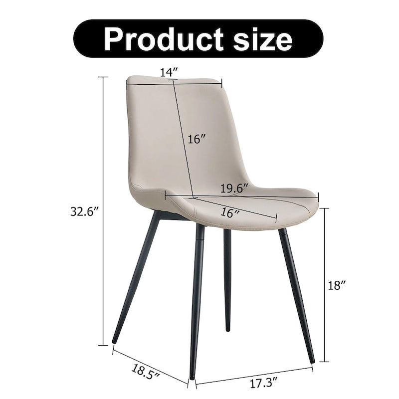 Dining Chair Set of 4, Family Dining Chair with Leather Backrest, Comfortable Kitchen Dining Chair with Extra Wide Cushion