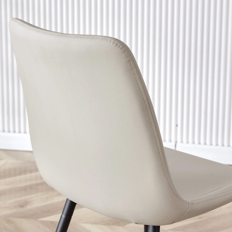 Dining Chair Set of 4, Family Dining Chair with Leather Backrest, Comfortable Kitchen Dining Chair with Extra Wide Cushion