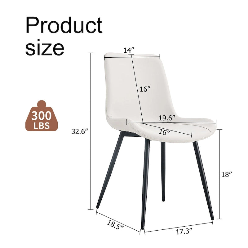 Dining Chair Set of 4, Family Dining Chair with Leather Backrest, Comfortable Kitchen Dining Chair with Extra Wide Cushion