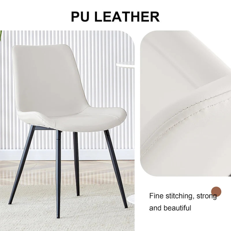 Dining Chair Set of 4, Family Dining Chair with Leather Backrest, Comfortable Kitchen Dining Chair with Extra Wide Cushion