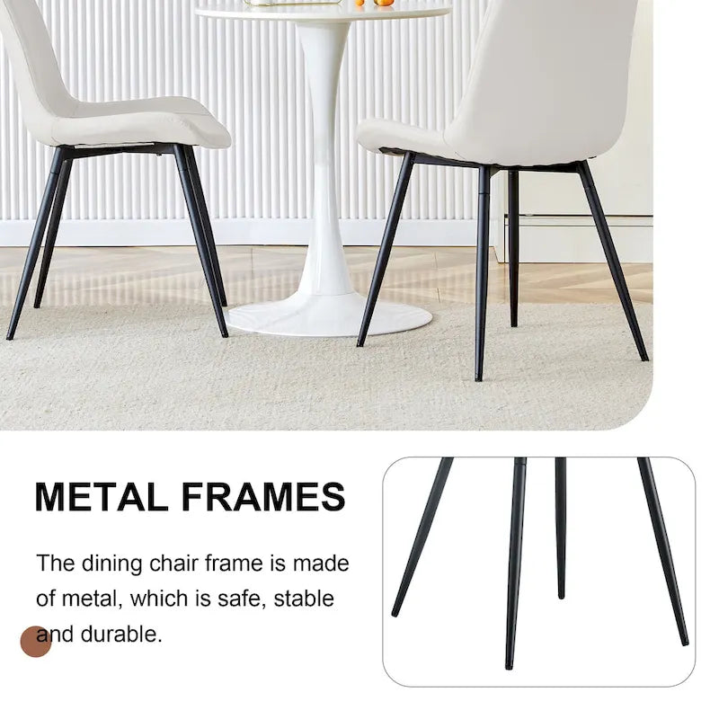 Dining Chair Set of 4, Family Dining Chair with Leather Backrest, Comfortable Kitchen Dining Chair with Extra Wide Cushion