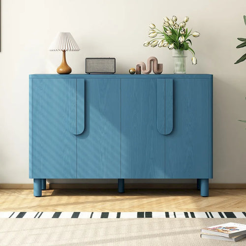 4-Door Buffet Cabinet with Storage, Wood Sideboard Cabinet with Unique Arc Handles and Adjustable Shelves for Dining Room