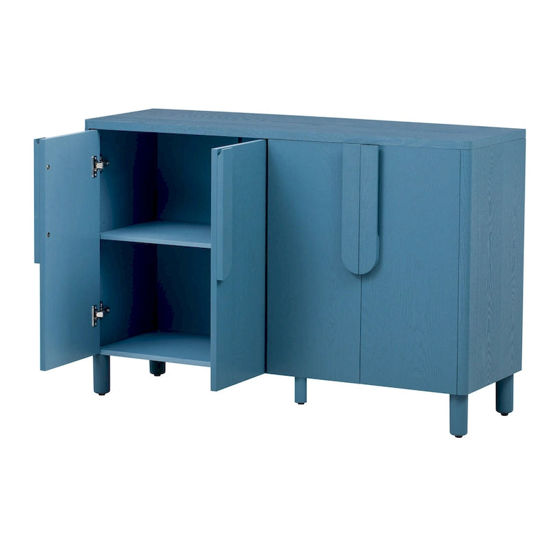 4-Door Buffet Cabinet with Storage, Wood Sideboard Cabinet with Unique Arc Handles and Adjustable Shelves for Dining Room