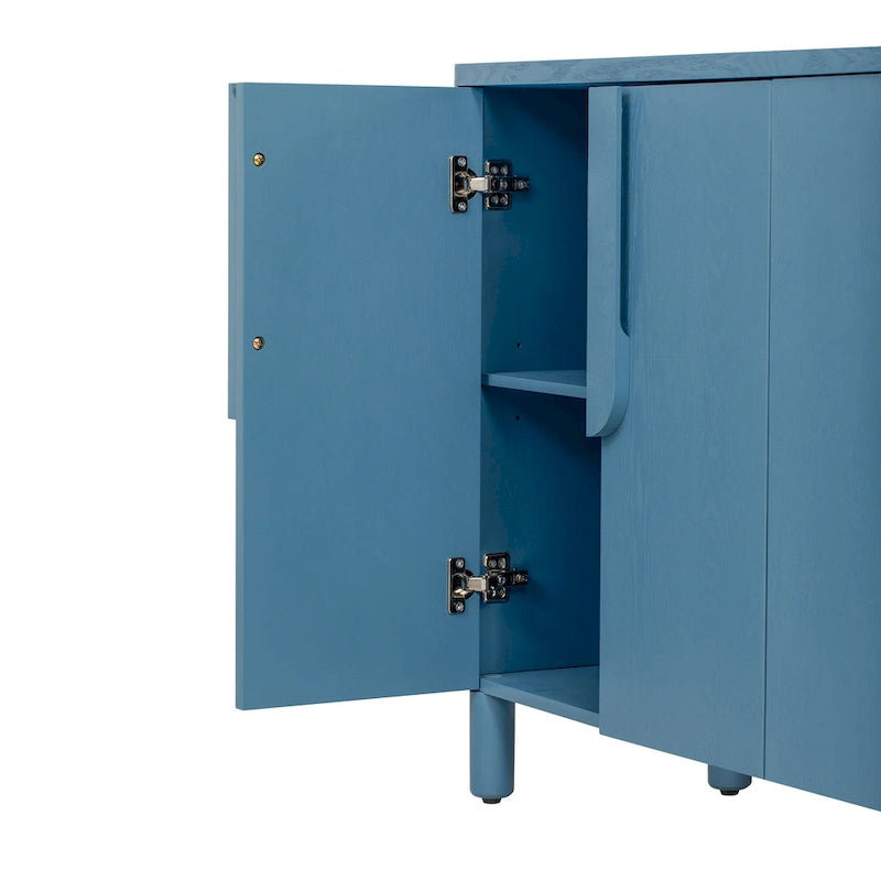 4-Door Buffet Cabinet with Storage, Wood Sideboard Cabinet with Unique Arc Handles and Adjustable Shelves for Dining Room