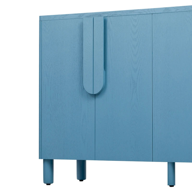 4-Door Buffet Cabinet with Storage, Wood Sideboard Cabinet with Unique Arc Handles and Adjustable Shelves for Dining Room